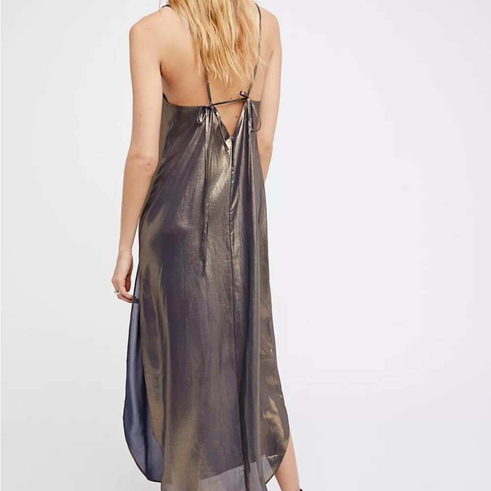 Free People Metallic Maxi Dress - Gold and Black - Picture 2 of 8
